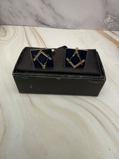 Masonic Square & Compasses Cufflinks &ndash; Blue & Gold Tone &ndash; Gift Boxed