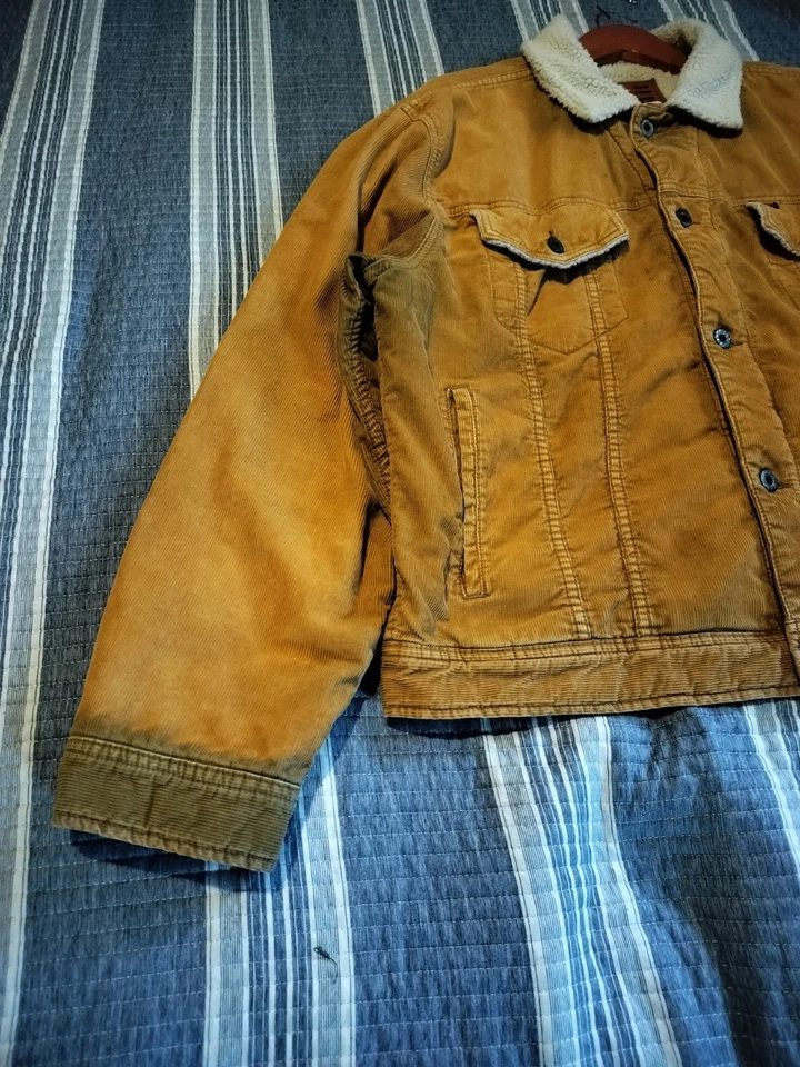 Винтажная мужская куртка дальнобойщика Ralph Lauren Polo Jeans Corduroy Sherpa с подкладкой размер XL - Изображение 2 из 4