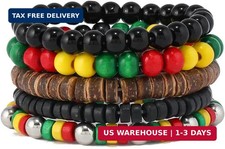 Black History Month Stackable Bracelets Set Juneteenth Accessory African Wooden