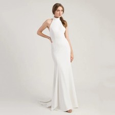Modern Mermaid WeddingDresses 2026 High Collar Sleeveless Backless Bridal Dress