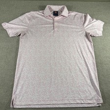 Donald Ross Polo Shirt Mens Small Pink White Floral Print Sport Golf River Crest