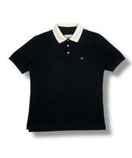 Vivienne Westwood Polo Shirt XL Black White Collar Embroidered Orb Logo Mens