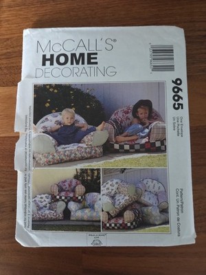 Mccalls 1998 Craft Home Dec Pattern 9665 Kids Stuffed Lounge Soft Chair ...