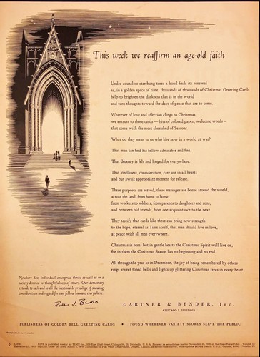 1943 Gartner & Bender This Week we Reaffirm an Age-old Faith WWII Print Ad