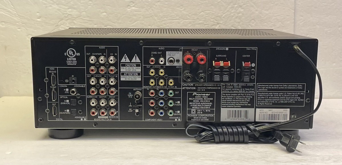 Pioneer 5.1 Channel Stereo Receiver VSX-519V-K Amplifier /Bundle