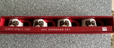 North Spruce Lane 4 Piece Espresso 3 OZ Mug Set African American Santa X-mas