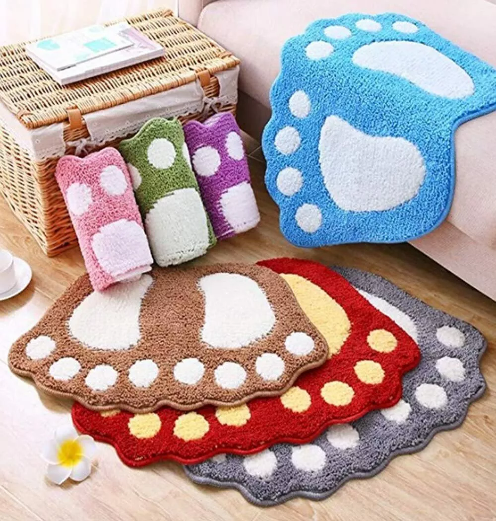 Soft Shaggy Non Slip Absorbent Bath Mat Bathroom Shower Big Feet