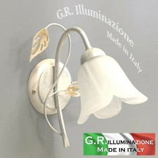 APPLIQUE IN FERRO BATTUTO 1 LUCE AVORIO ARGENTO E ORO LAMPADARIO DA PARETE Zoe