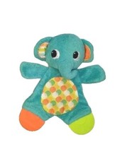 Bright Starts Aqua Elephant Lovey Teether Crinkle Baby Toy Security Blanket 9"