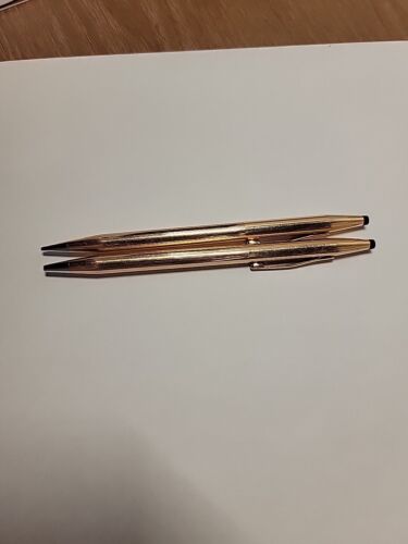 VINTAGE CROSS 1/20 14K GOLD FILLED BALLPOINT PEN AND PENCIL SET.  - Picture 1 of 9