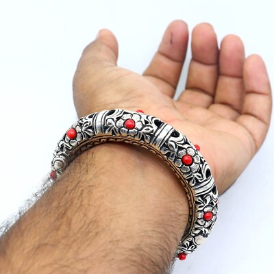 925 sterling silver handmade flower&chitai work design bangle