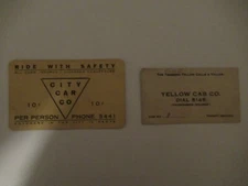 Vintage 1930's Cab company calling cards