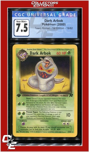 Dark Arbok (1st Edition) graded CGC 7.5 for sale on eBay