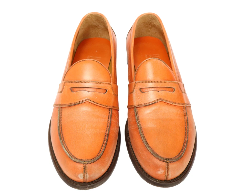 SALVATORE FERRAGAMO Shoes Men's (UK) 8.5 Orange Slip On Split Toe Loafers - Image 4 of 4