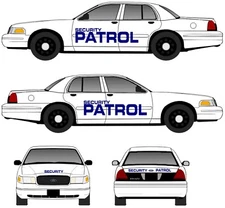 Reflective Security company patrol car vinyl decals stickers logos complete set