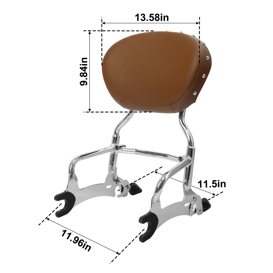 Encosto de barra Sissy 12" e carretéis de montagem adequados para Indian Chief Classic 2014-2018 17 - Imagem 4 de 4