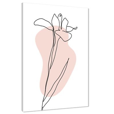 Rosa Schwarz Floral Linie Zeichnung Floral Leinwand Wandkunstdruck