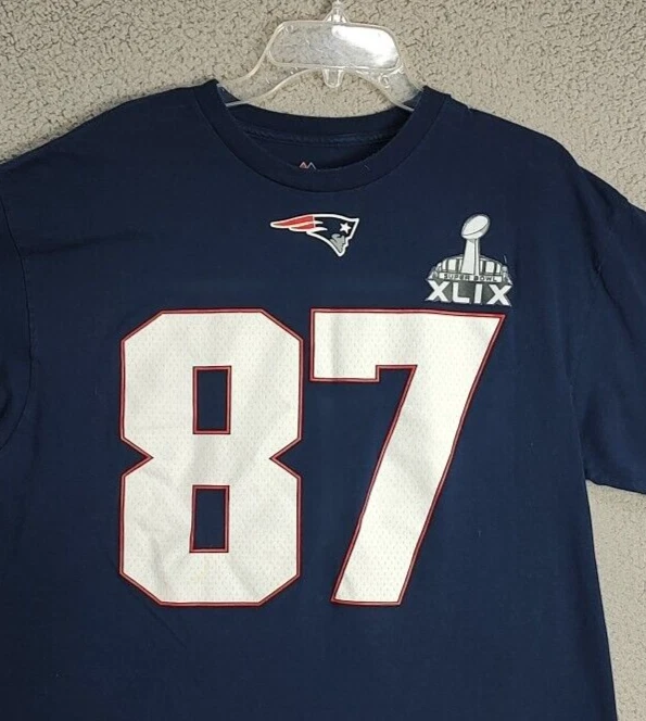 Camisa De Colección New England Patriots XL Super Bowl 2015 XLIX NFL Gronkowski #87 Para Hombres Foto 3 de 4