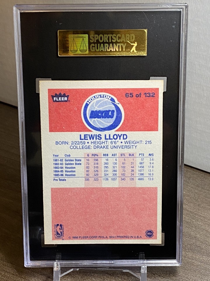 1986-87 Fleer #65 Lewis Lloyd Houston Rockets SGC 8.5 NM-MT+ | eBay