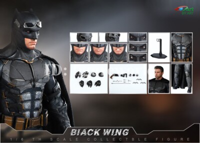 By-Art BY-017 1/6 Black Wing Bat Man Bruce Wayne Ben 12'' Action Figure Model Toy