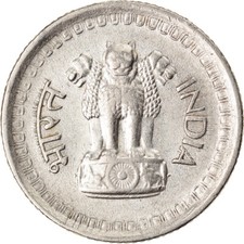 #893804 M&uuml;nze, INDIA-REPUBLIC, 25 Naye Paise, 1960, Bombay, SS, Nickel, KM:47.