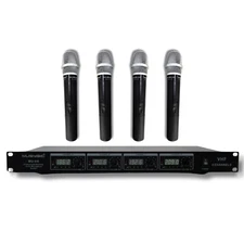 MUSYSIC Professional 4 Channel VHF Handheld Wireless Microphone System MU-V4-HH