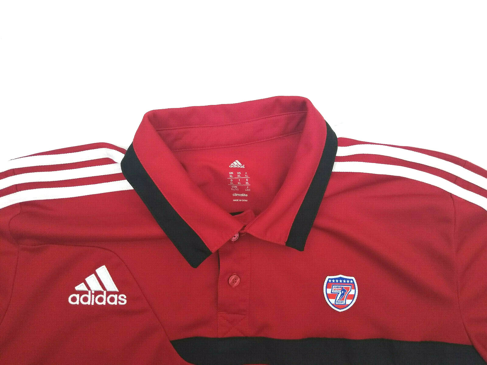 Adidas Men's Button Up Polo Shirt Rugby Sevens XL Red… Gem