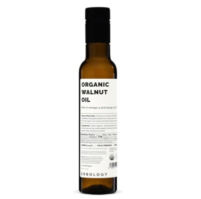 Erbology Organic Walnut Oil 8.5 fl oz - Cold-Pressed - Supports Cognitive Health