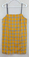 Urban Outfitters sz L Plaid Mini Sheath Dress yellow sleeveless tank 1250