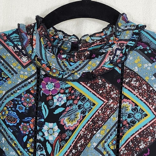 Art Class Dress Girls Medium (7/8) Multicolor Jewel Tone Floral Boho Asymmetric - Picture 4 of 17