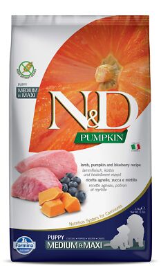 Farmina N&D Dog Dry Puppy Grain-Free Pumpkin Medium/Maxi Lamb & Blueberry 5.5...