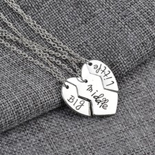Image of Best Friend Big Middle Little 3 Piece Love Break Heart Friendship Necklace Gift