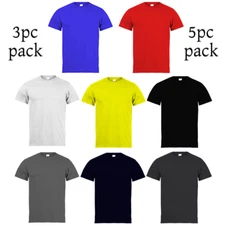 Mens Heavy Blend Plain T-Shirt 100% Cotton High Quality Short Sleeve 3 Pk 5 Pack