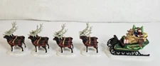 Department 56 Sleigh Eight Tiny Reindeer North Pole Series Christmas Village COL