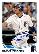 Omar Infante Signed 2013 Topps Card #516 Detroit Tigers