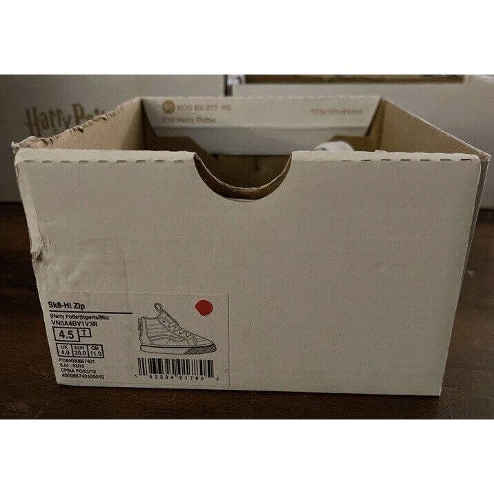 Zapatilla deportiva Vans x Harry Potter Hogwarts Sk8-Hi cremallera niño pequeño zapato talla 4.5T nueva Foto 2 de 2