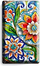 COLORFUL TALAVERA FLORAL SOUTHWESTERN FOLK ART STYLE LIGHT SWITCH OUTLET PLATES