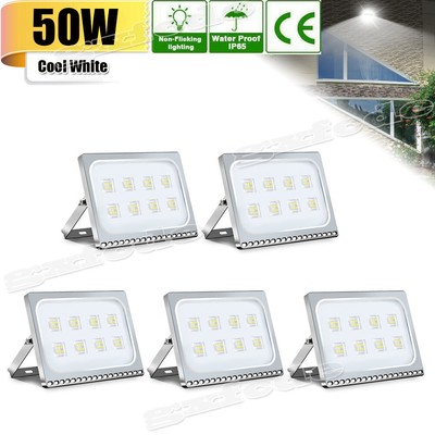 5X 50W Slim Super Power LED Flood Light Cool White Indoor Outdoor Security