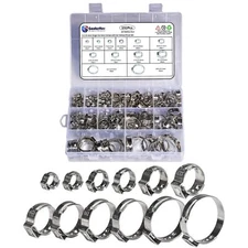 192 Pcs 12 Sizes Single Ear Hose Clamps Stainless Steel with Ear Clamps Pince...