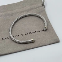 David Yurman 4mm Cable Classic Bracelet Sterling Silver with 18k Yellow Gold