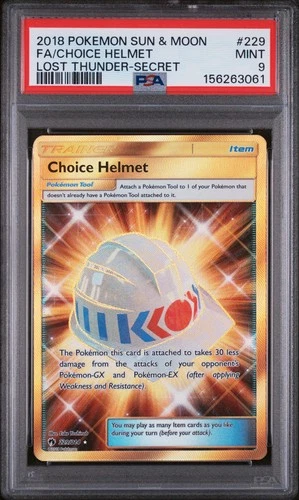 2018 POKEMON SUN & MOON LOST THUNDER SECRET #229 FULL ART/CHOICE HELMET PSA 9