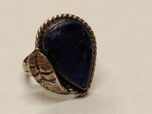 Anillo De Colección Plata Esterlina 925 Piedra Lágrima Sodalita Talla 7.5 ¡Muy Bonito! - Imagen 8 de 8