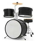3-Piece Junior Drum Kit Drum Set for Kids 3-6 Years with Sticks & Stool