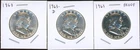 Lot of (3) Coins - 1963-P & D MS + 1963 Proof 90% Silver Franklin Halves