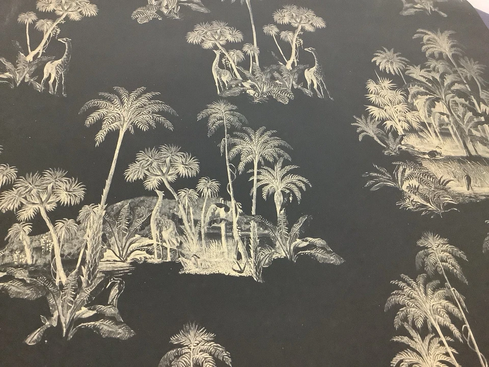 Papel de parede Ted Baker Fantasia louro ouro preto palma selva girafa design garça - Imagem 2 de 4