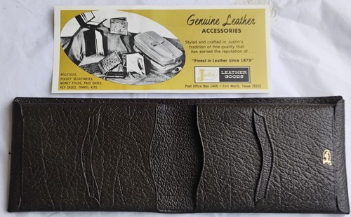Vintage Justin, Finest in Leather, Brown Wallet, New in Box - Picture 3 of 5