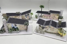 Exotic Bird Pattern Mid-Century Modern Paper Putz House Village