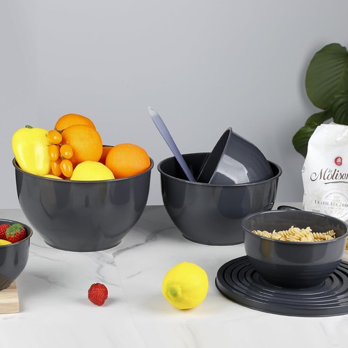 Salatschüsseln Set mit Deckel: Küchen Rührschüsseln aus Kunststoff, BPA-frei - Bild 7 von 129