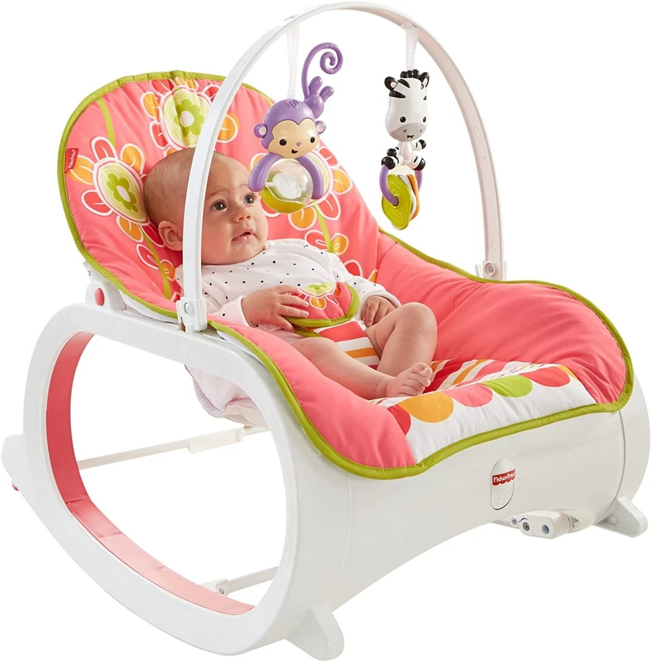Fisher Price 幼儿到幼儿摇椅花卉五彩纸屑仅使用 1 周 (266 — 第 4/4 张图片