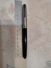 Parker 51 Chrome Cap, Black Resin Barrel Fountain Pen Medium 14k Gold Nib USA #3